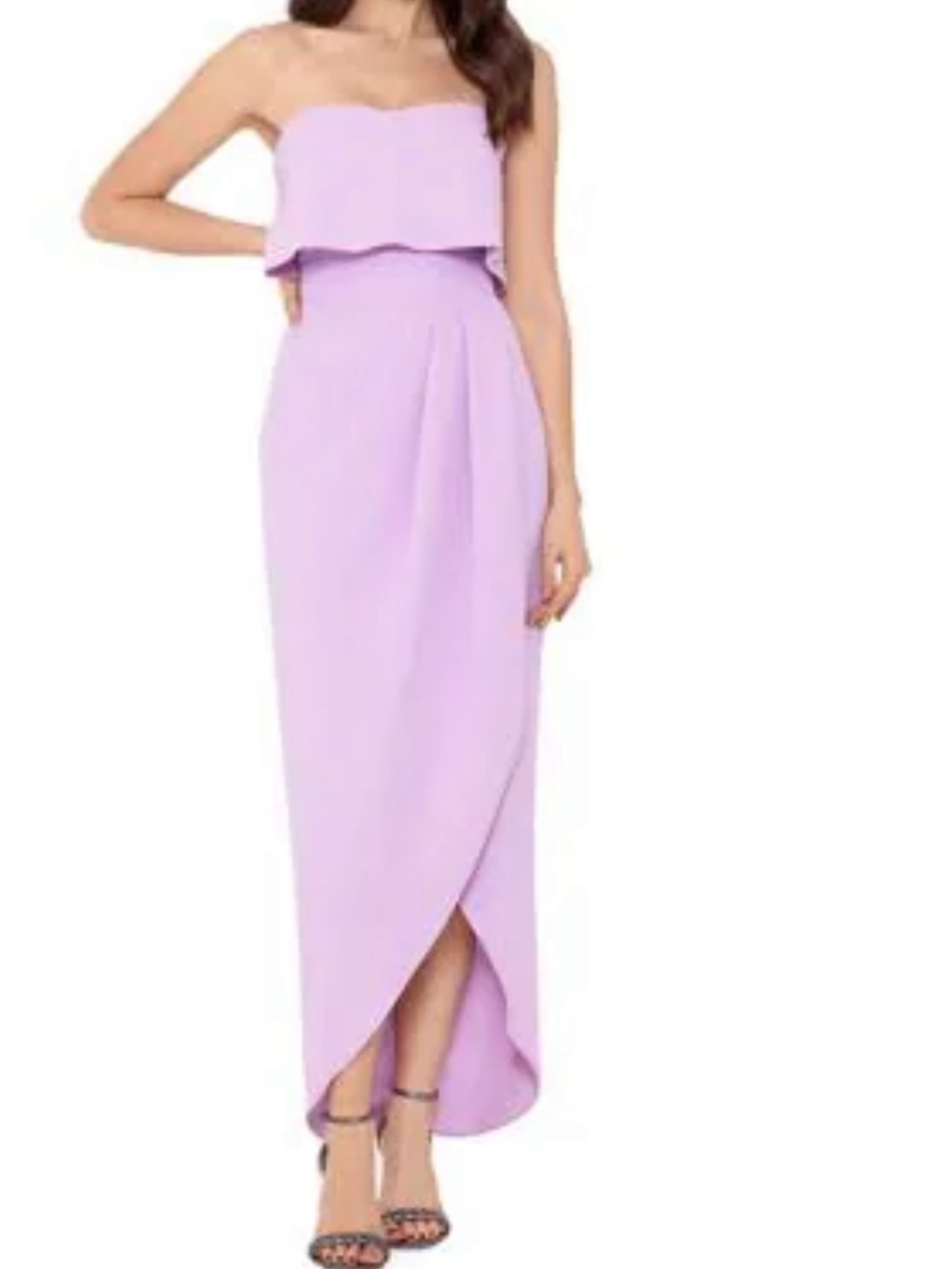 Strapless Lilac Maxi Dress with Tulip Hem